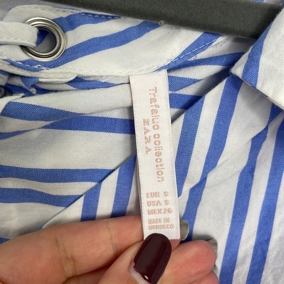 Zara oversized stripes lace back blouse - Picture 4 of 7